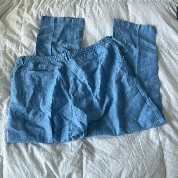 L.L. Bean chambray blue 100% linen pants elastic tie waist | 18 - Picture 6 of 13